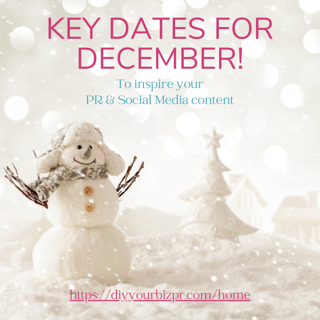 Key Dates for December to inspire PR & social media content